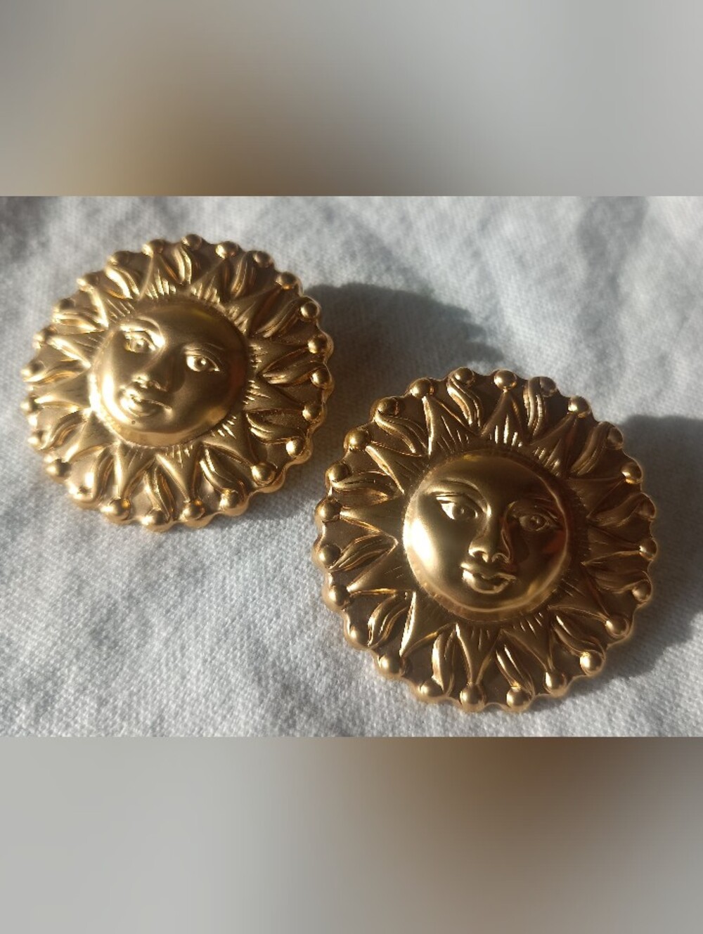 Gold Sun Face Statement Earrings - Women Jewelry Earrings
